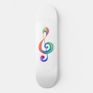 Layered rainbow treble clef skateboard
