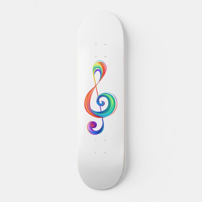 Layered rainbow treble clef skateboard (Front)