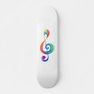 Layered rainbow treble clef skateboard