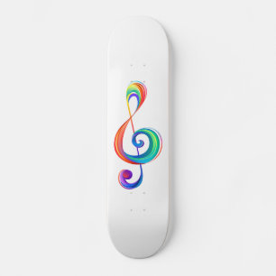 Layered rainbow treble clef skateboard