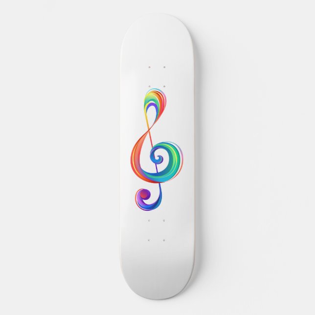 Layered rainbow treble clef skateboard (Front)