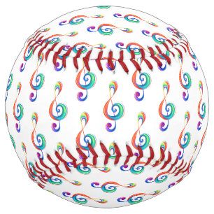 Layered rainbow treble clef softball