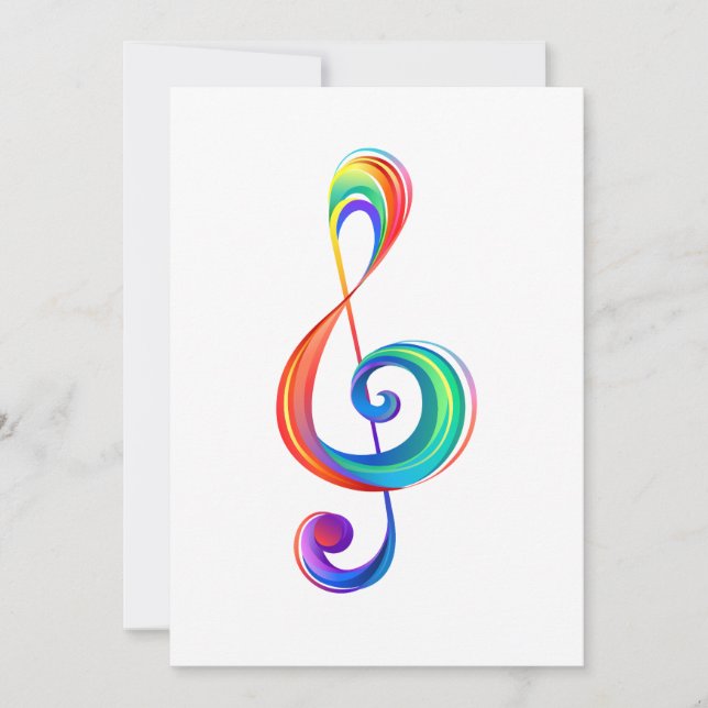 Layered rainbow treble clef thank you card (Front)