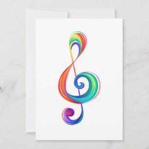 Layered rainbow treble clef thank you card