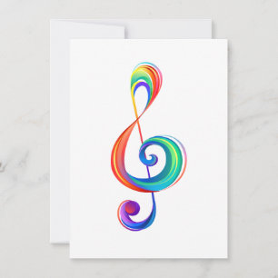 Layered rainbow treble clef thank you card