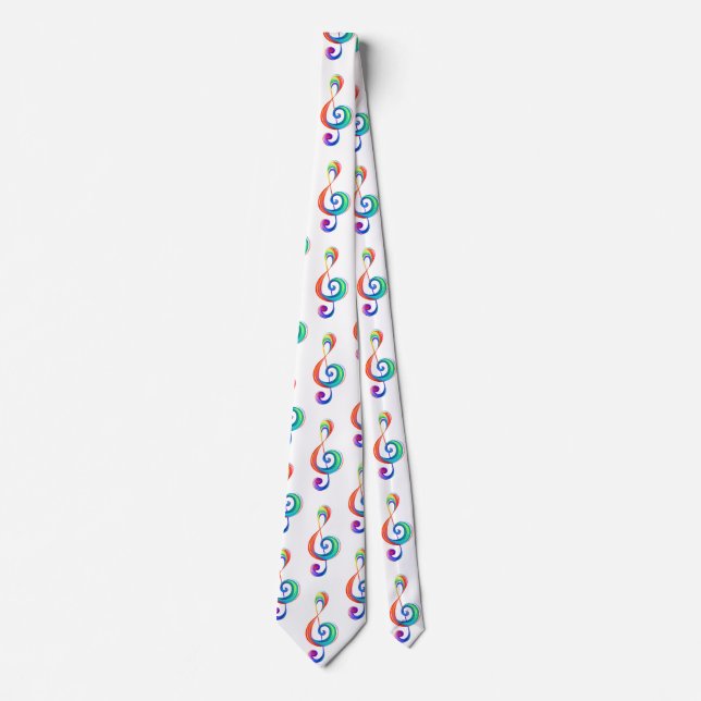 Layered rainbow treble clef tie (Front)