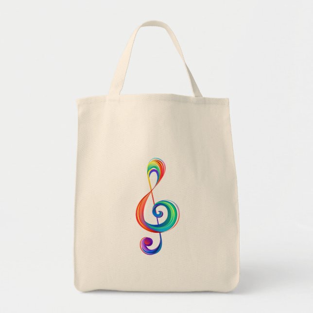 Layered rainbow treble clef tote bag (Front)