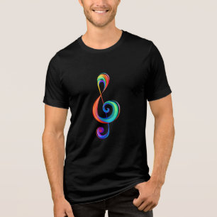 Layered rainbow treble clef Tri-Blend shirt