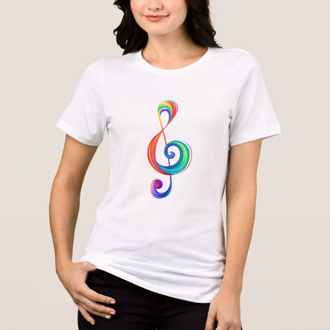Layered rainbow treble clef Tri-Blend shirt (Front)