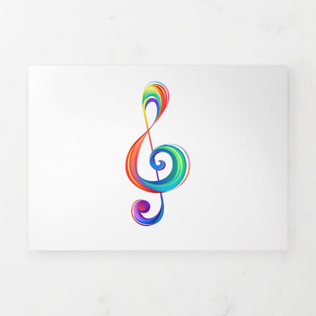 Layered rainbow treble clef Tri-Fold announcement (Cover)