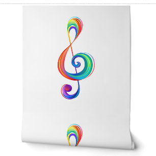 Layered rainbow treble clef wallpaper