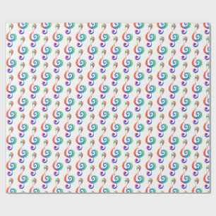 Layered rainbow treble clef wrapping paper