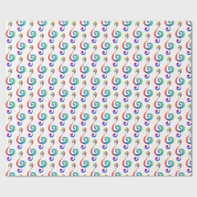 Layered rainbow treble clef wrapping paper (Flat)