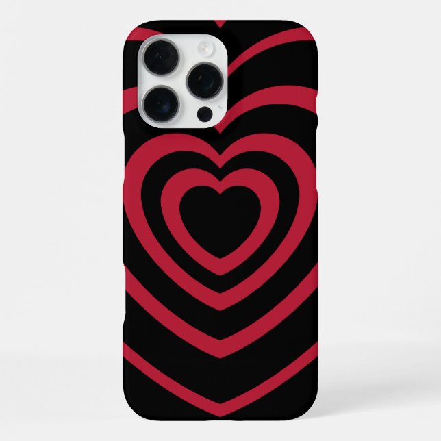 Layered Red & Black Heart Aesthetic iPhone Case (Back)