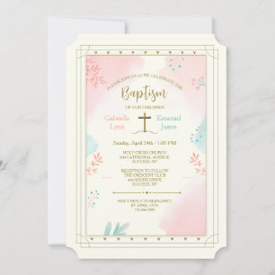 Layered Religious Pink and Blue Invitation