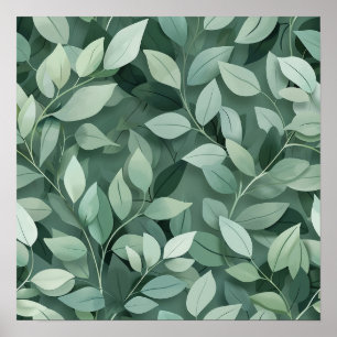 Layered Sage Botanical Leaf Pattern Wall Art