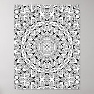 Layered Teardrop Rings Colouring Page Pattern Art Poster