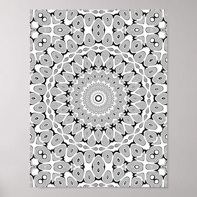 Layered Teardrop Rings Colouring Page Pattern Art Poster (Front)