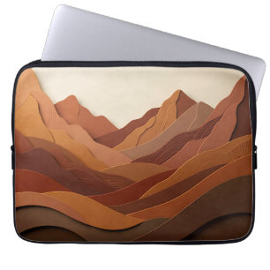 Layered Terracotta Mountain Landscape Relief Laptop Sleeve