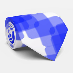 Layered True Blue Squared On White Pattern Tie