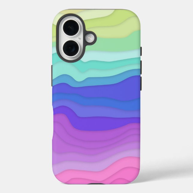 Layered Waves iPhone Case | Kawaii Pastel (Back)