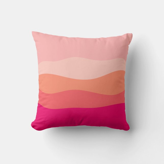 Layered Waves Pink Coral Blush Cushion (Front)