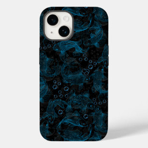 Layering Fishes Pattern 01.blue.b D black BG Case-Mate iPhone 14 Case