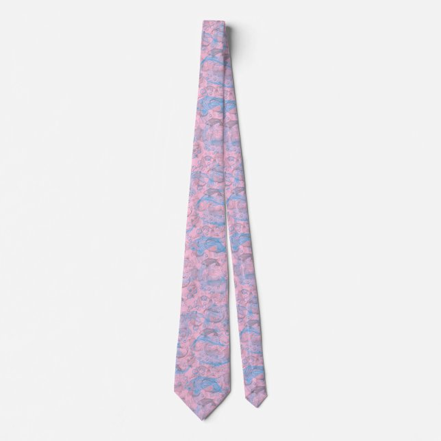 Layering Fishes Pattern 01.L Blue.b D L Pink BG Tie (Front)