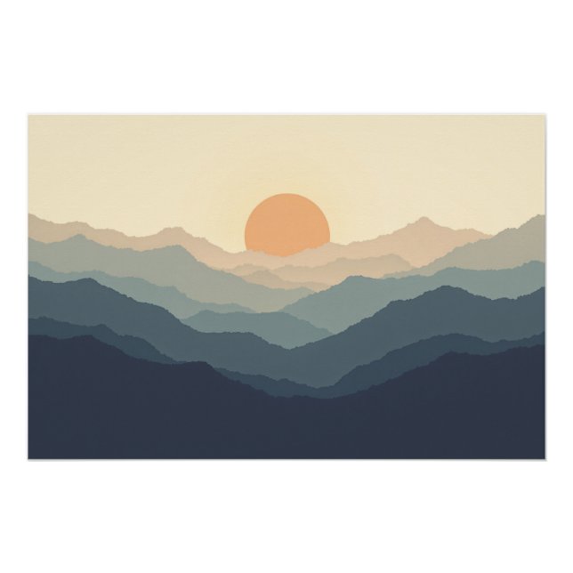 Layers of Calm – Minimalist Mountain Sunset Poster (Front)