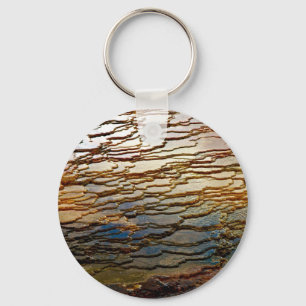 LAYERS OF COLORFUL VOLCANIC DEPOSITS KEY RING
