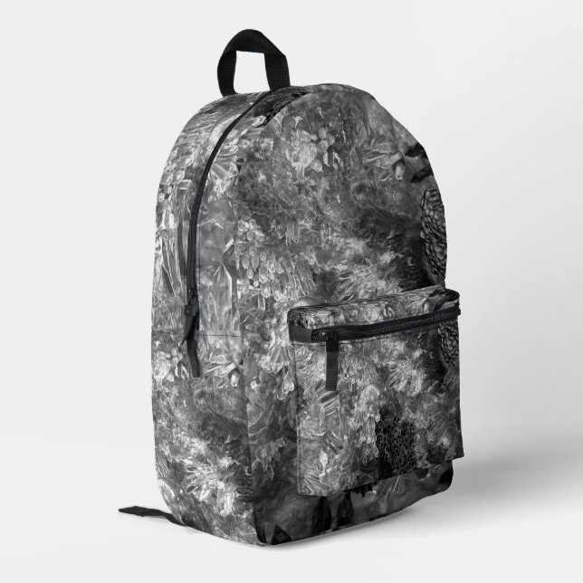  Layers of Crystals Grey  Printed Backpack (Back Corner Left)