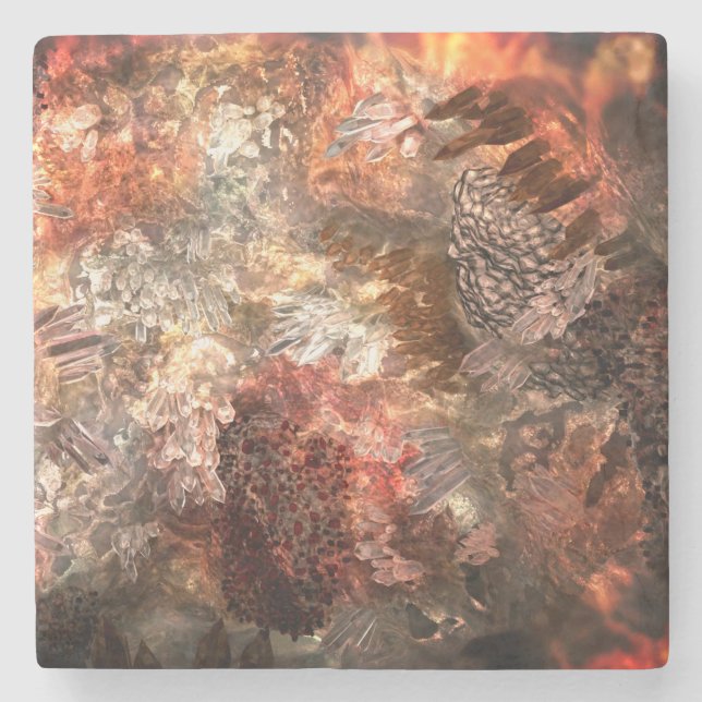  Layers of Crystals with Rustic Tint   Stone Coaster (Front)