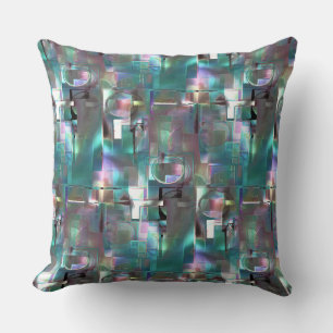 Layers of gradient green shapes and coloured neon cushion