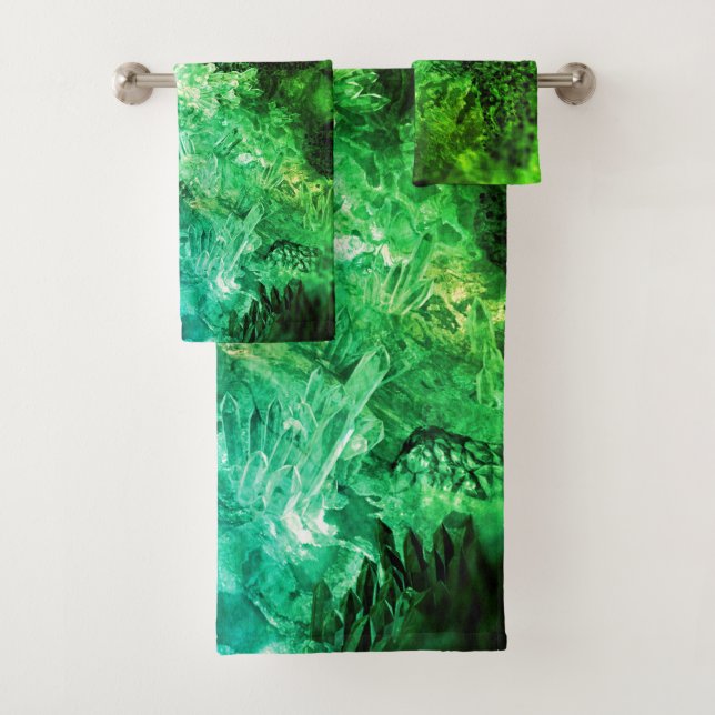 Layers of Green Crystals Bath Towel Set (Insitu)