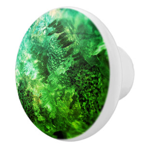Layers of Green Crystals Ceramic Knob