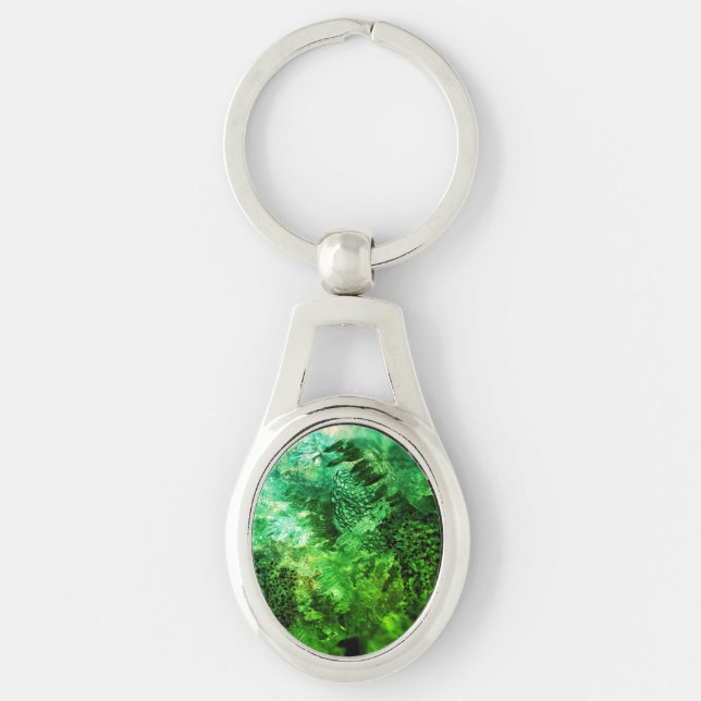 Layers of Green Crystals Key Ring (Front)