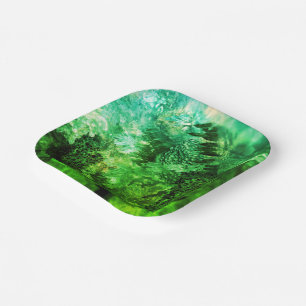 Layers of Green Crystals Paper Plate