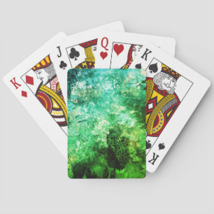 Layers of Green Crystals Playing Cards