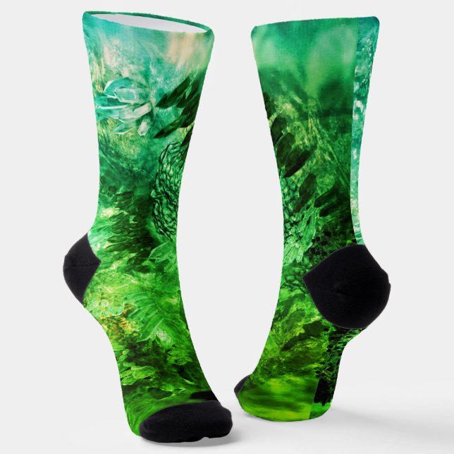 Layers of Green Crystals Socks (Angled)