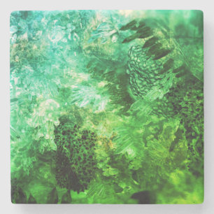 Layers of Green Crystals Stone Coaster