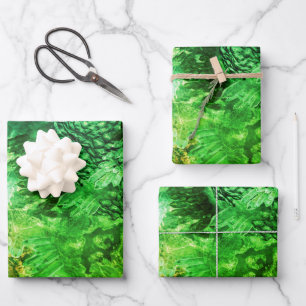 Layers of Green Crystals Wrapping Paper Sheet
