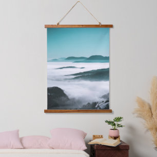 Layers of hills, fog and trees hanging tapestry