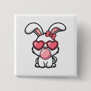 layful Kawaii Rabbit with Bubblegum Bubble 15 Cm Square Badge