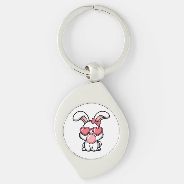 layful Kawaii Rabbit with Bubblegum Bubble Key Ring (Front)