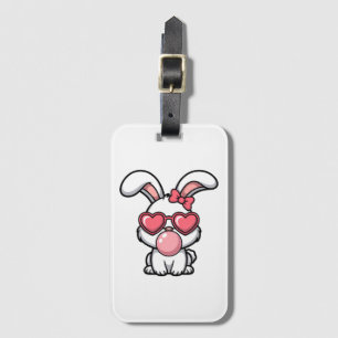 layful Kawaii Rabbit with Bubblegum Bubble Luggage Tag