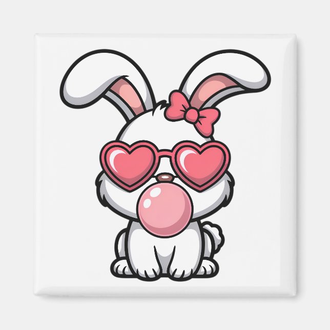 layful Kawaii Rabbit with Bubblegum Bubble Magnet (Front)