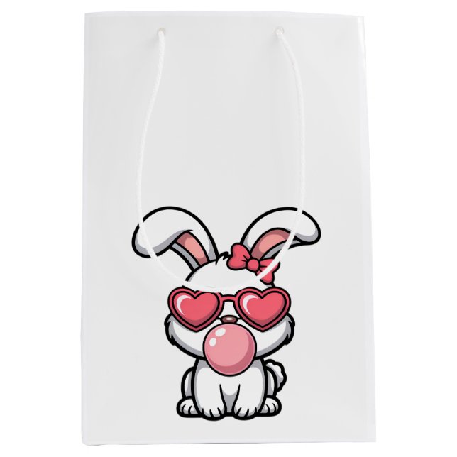 layful Kawaii Rabbit with Bubblegum Bubble Medium Gift Bag (Front)