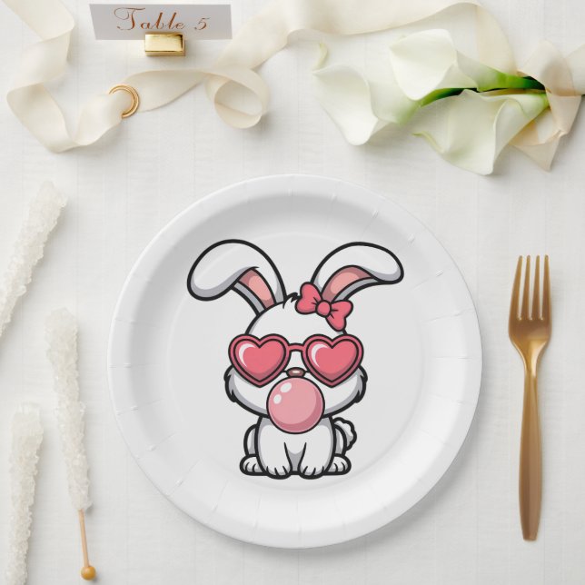 layful Kawaii Rabbit with Bubblegum Bubble Paper Plate (Wedding)