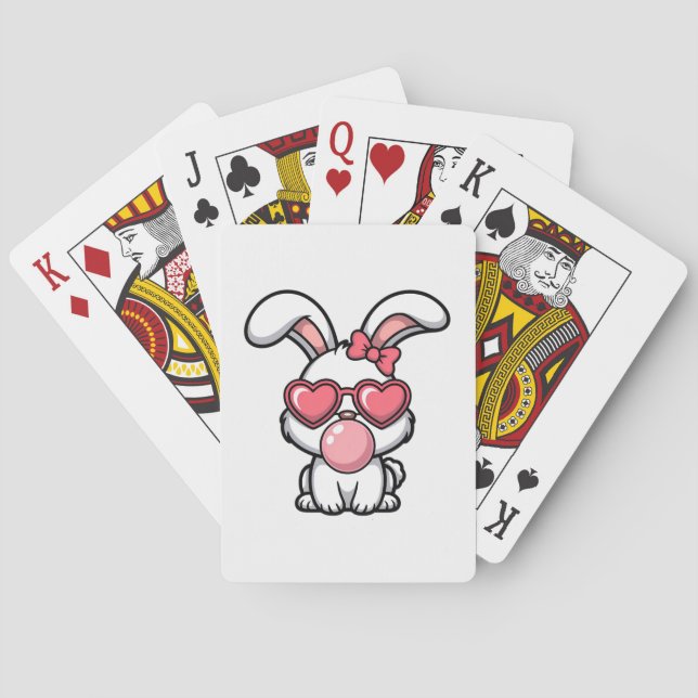 layful Kawaii Rabbit with Bubblegum Bubble Playing Cards (Back)