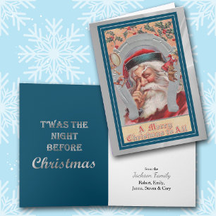 Laying a Finger Aside of His Nose Retro Santa Card